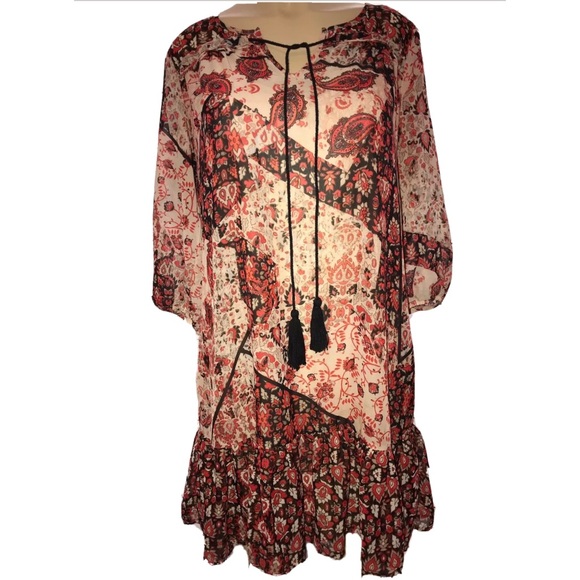 Boho Goblincore Forestcore Paisley Lagenlook Dress - Picture 1 of 8
